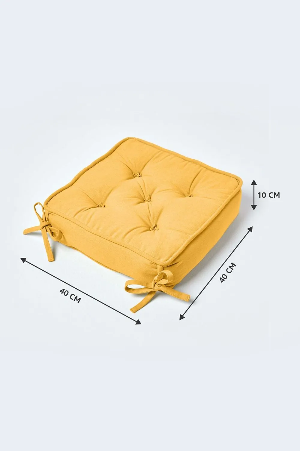 Homescapes Cotton Dining Chair Booster Cushion in Mustard 2