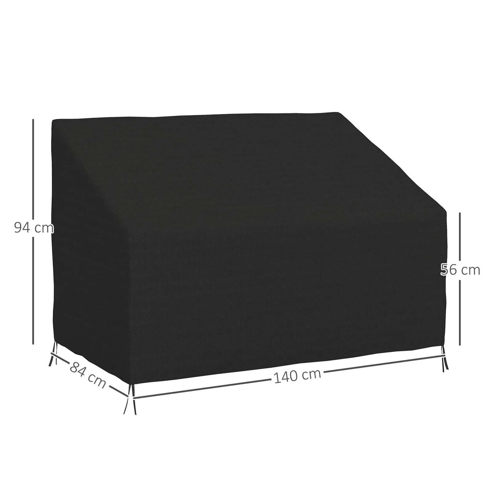 OUTSUNNY 2 Seater Rain Cover Garden Sofa Chair Bench Protector 140L x 84W x 56/94H cm in Black 3