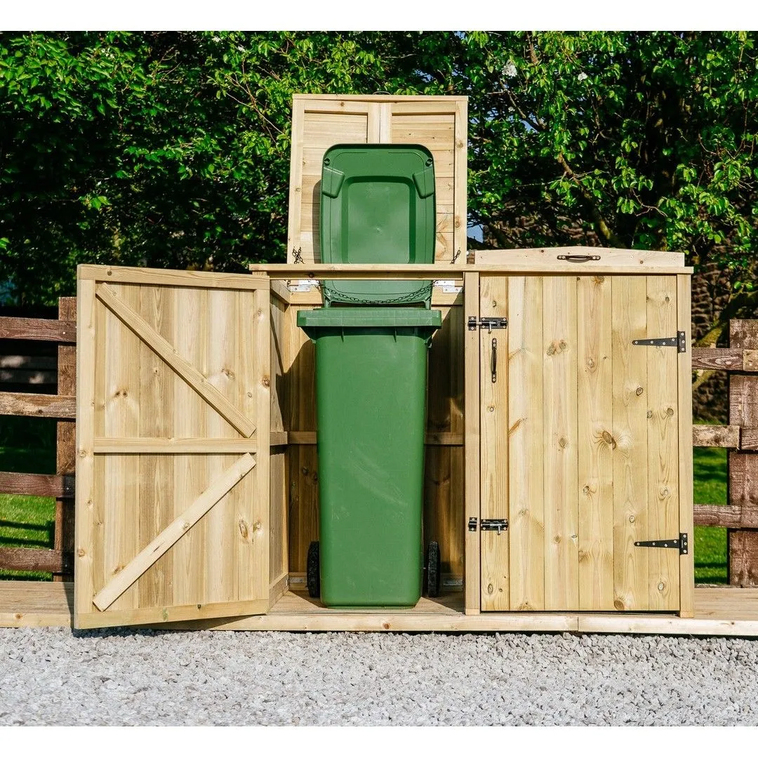 Buttercup Farm Chatburn Bin Store, Fits 1x 180L/240L Wheelie Bins & 2x Boxes in Brown 4