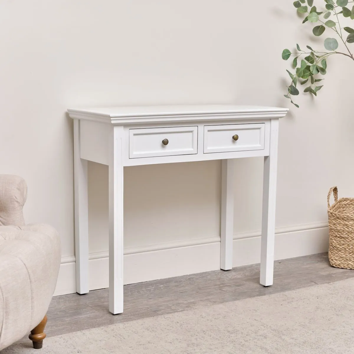 Melody Maison White 2 Drawer Console / Dressing Table - Daventry White Range 5