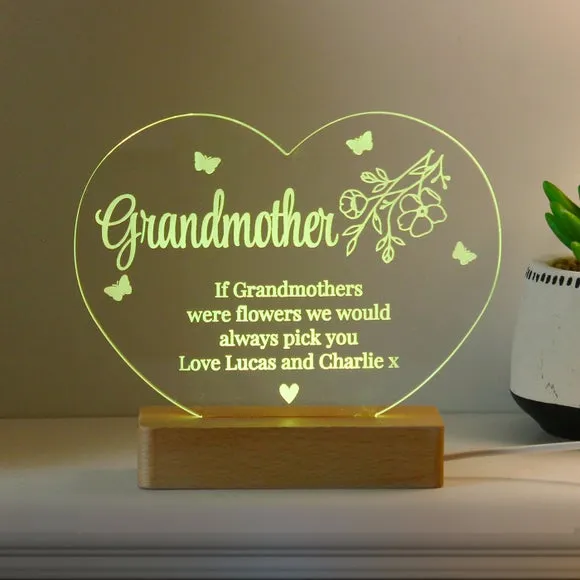 Personalised Floral Heart LED Light Lamp 4