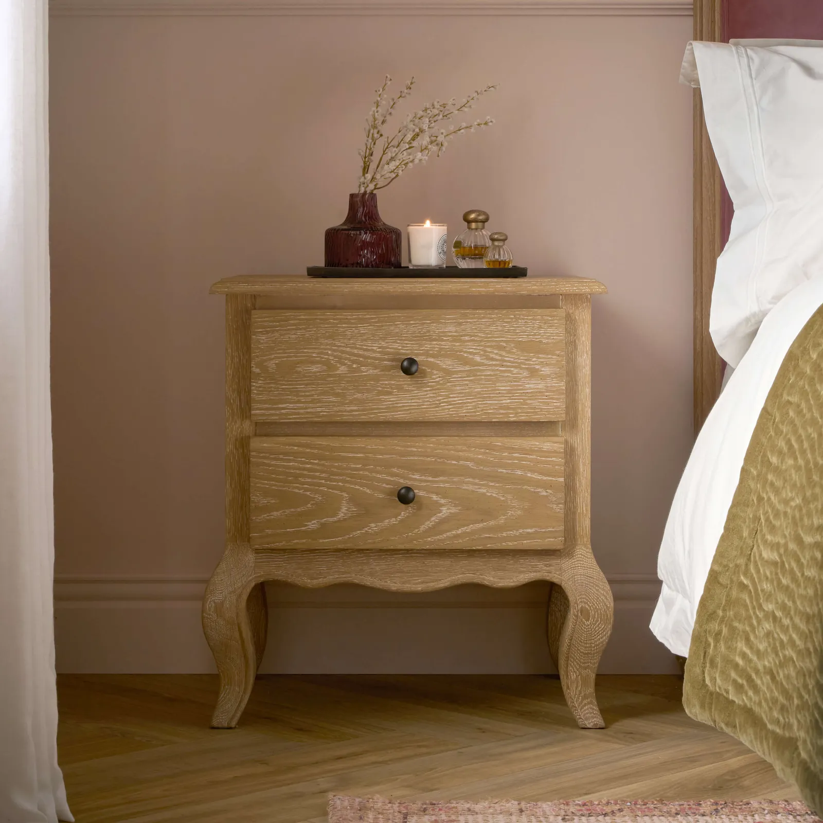 Sienna Beau 2 Drawer Bedside, Weathered Oak