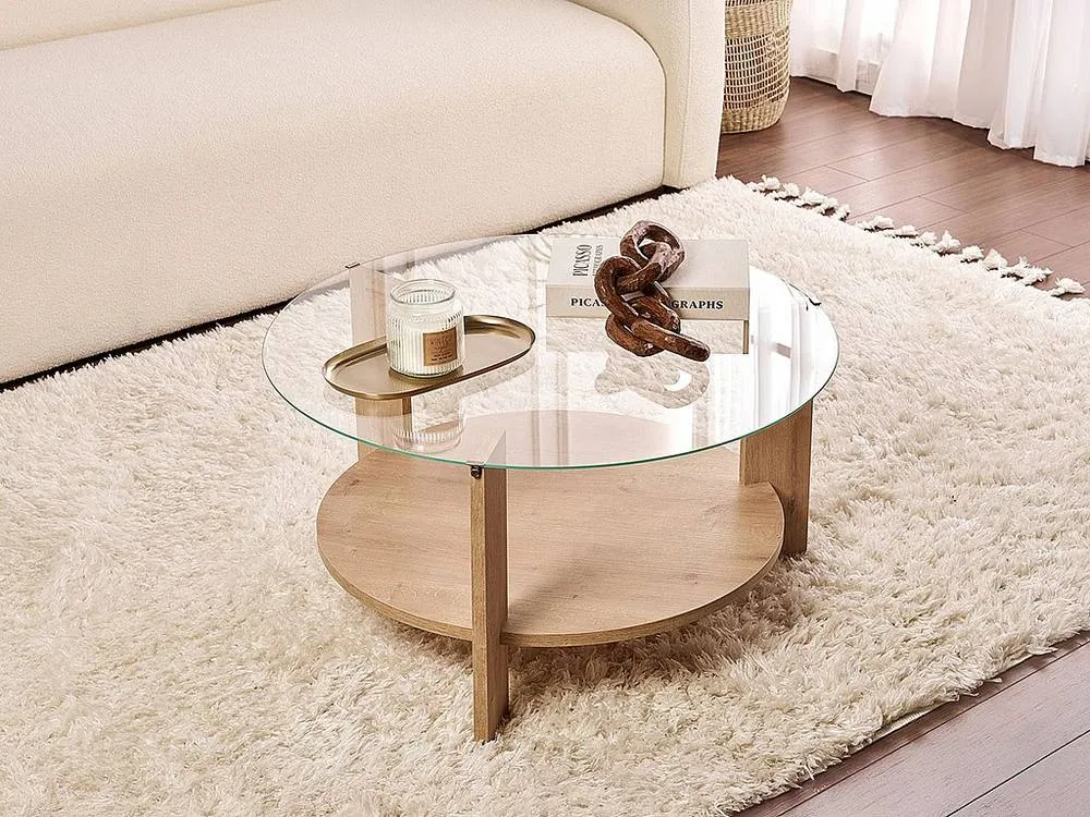 Vente-unique Tempered Glass Coffee Table - Light Natural- SENIRA in Light Oak 3