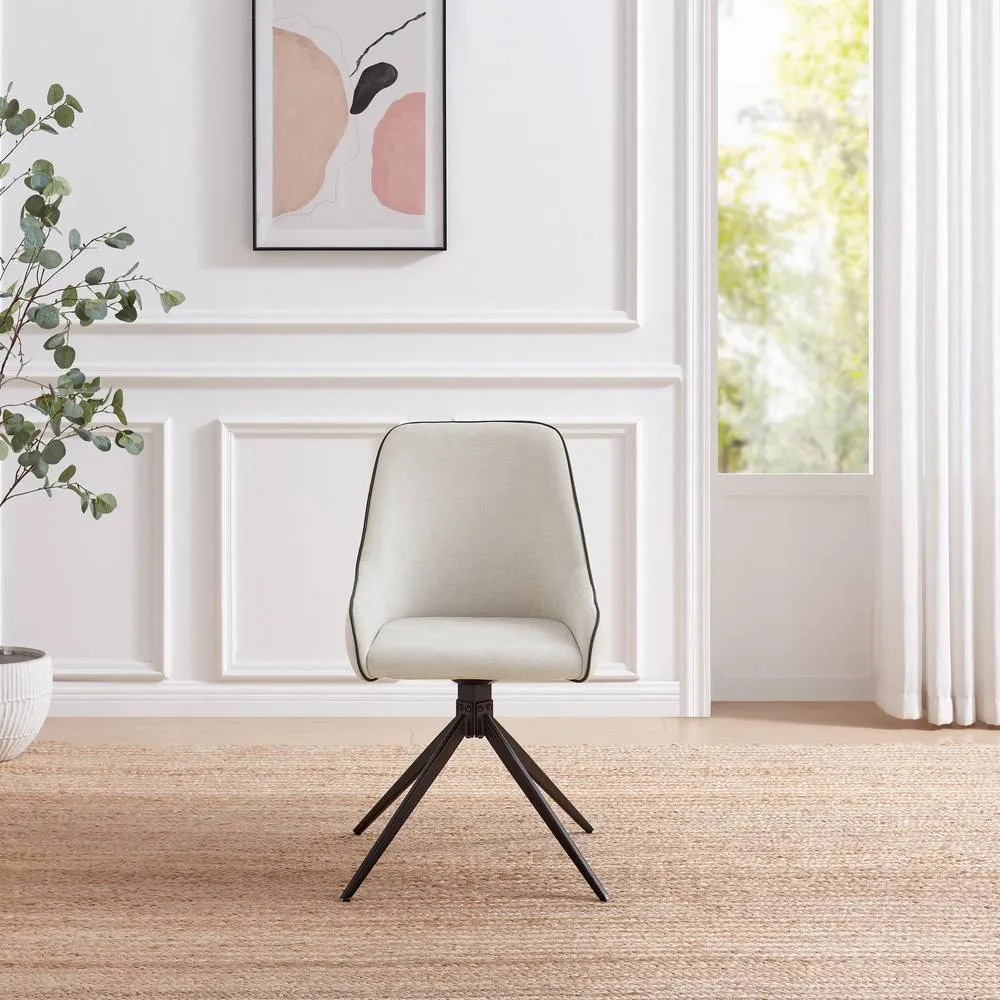 FurnitureboxUK 2x Beaumont Cream Fabric Swivel Dining Chairs 4