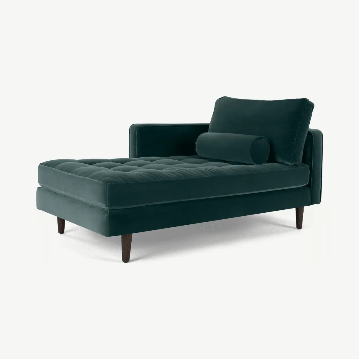 Scott Left Hand Facing Chaise Longue, Petrol Cotton Velvet