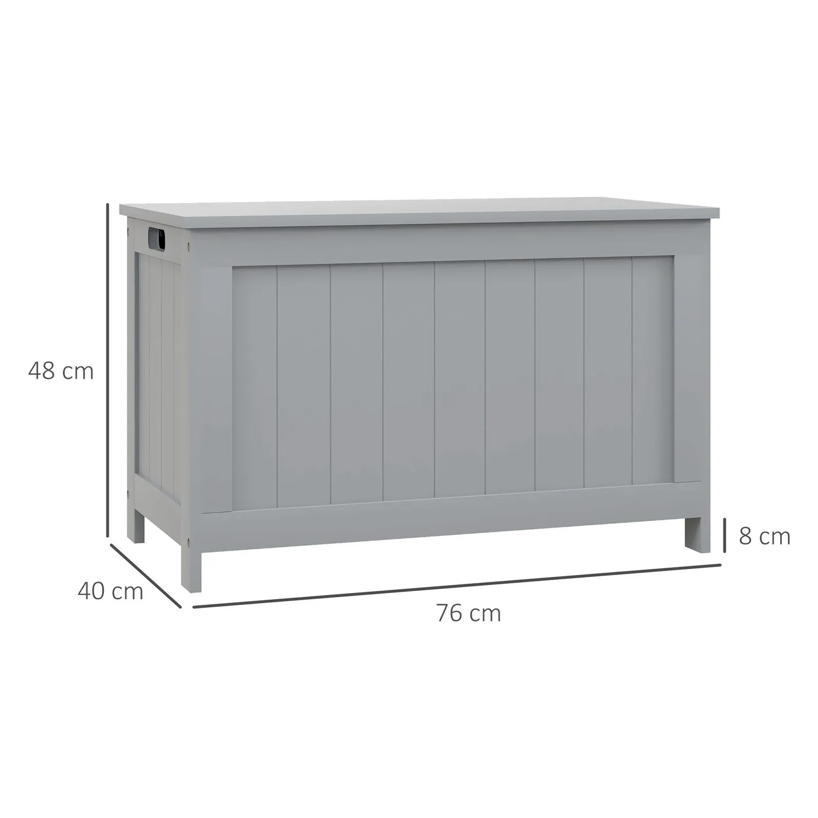 HOMCOM Storage Chest, Modern Storage Trunk with 2 Safety Hinges & Cut-out Handles, Wooden Toy Box for Living Room, Entryway, 76 x 40 x 48 cm in Grey 3