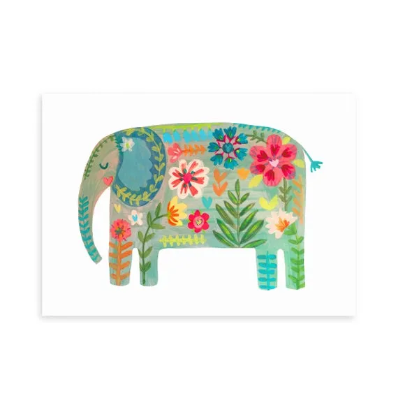 East End Prints Floral Elephant by Darcie Olley Print 2
