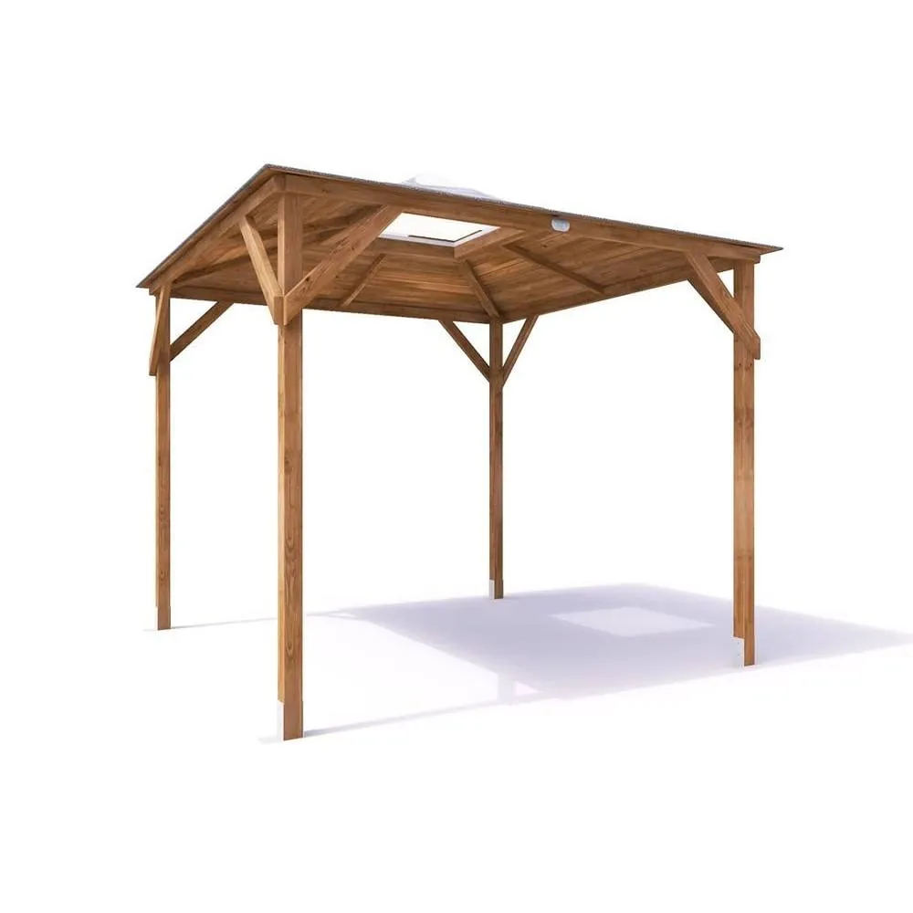 Dunster House Wooden Gazebo Hot Tub Shelter 2.5m x 2.5m with Roof Felt - Erin in Brown