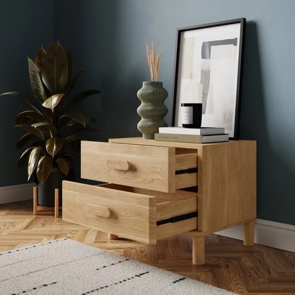 Hatton 2 Drawer Wide Bedside Table 2