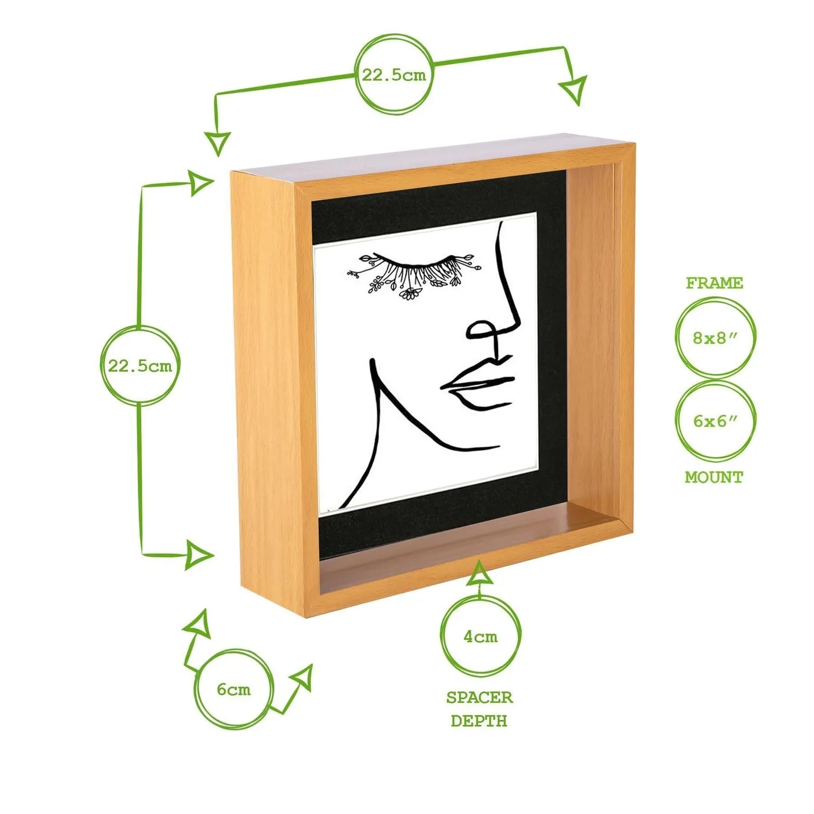 Nicola Spring 3D Deep Box Photo Frames - 8 x 8" with 6 x 6" Mount - White Mount - Pack of 5 in Ivory 4
