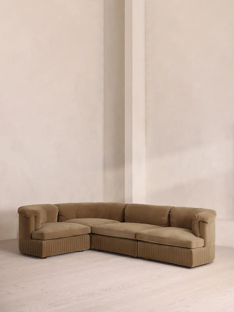 Oona Modular Sofa, L-Shape Sofa, Velvet, Truffle