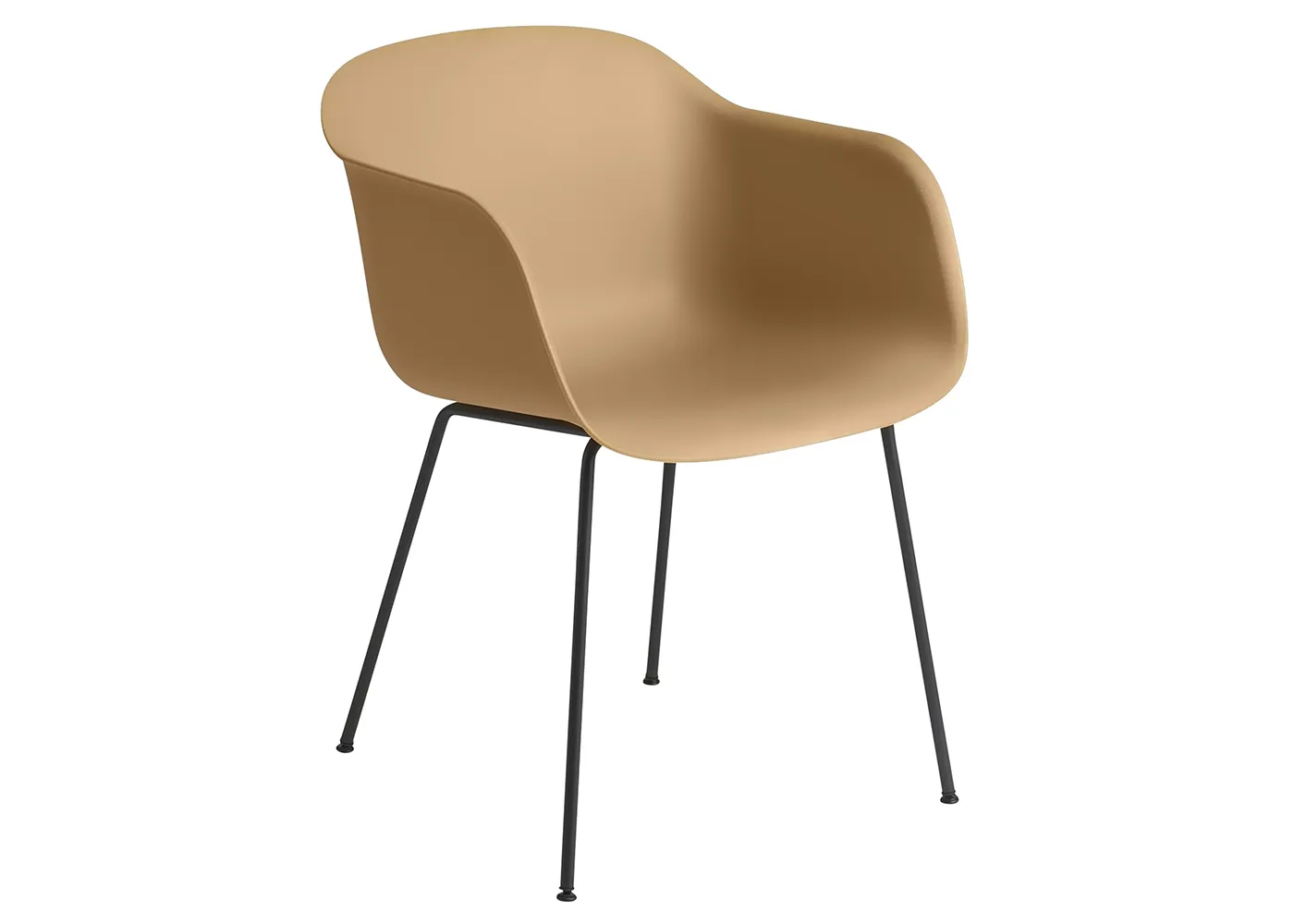 Muuto Fiber Armchair Tube Base Normal Shell Ochre/Black 1
