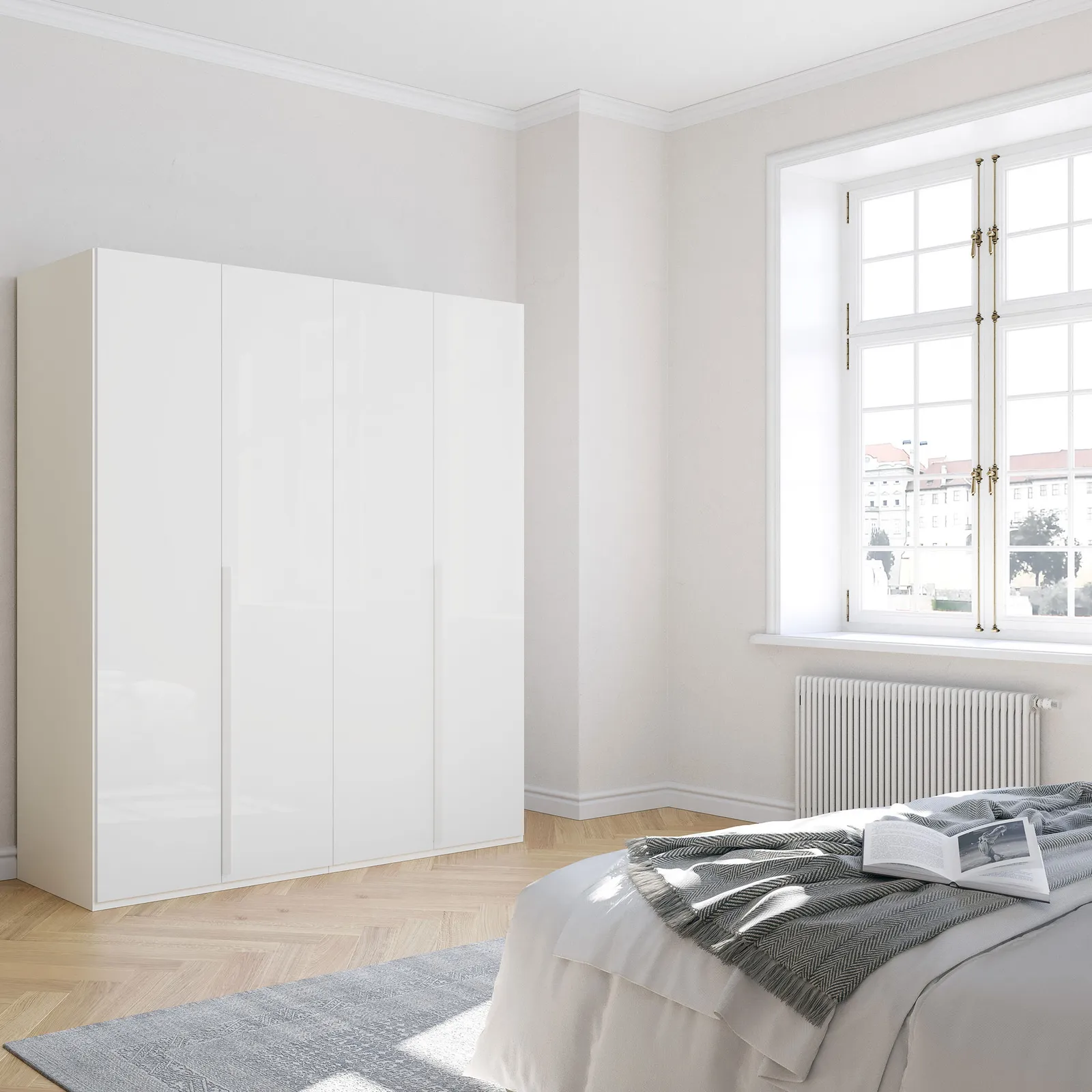 Frans 4 Door Wardrobe 201Cm, White Wood | Barker & Stonehouse 3