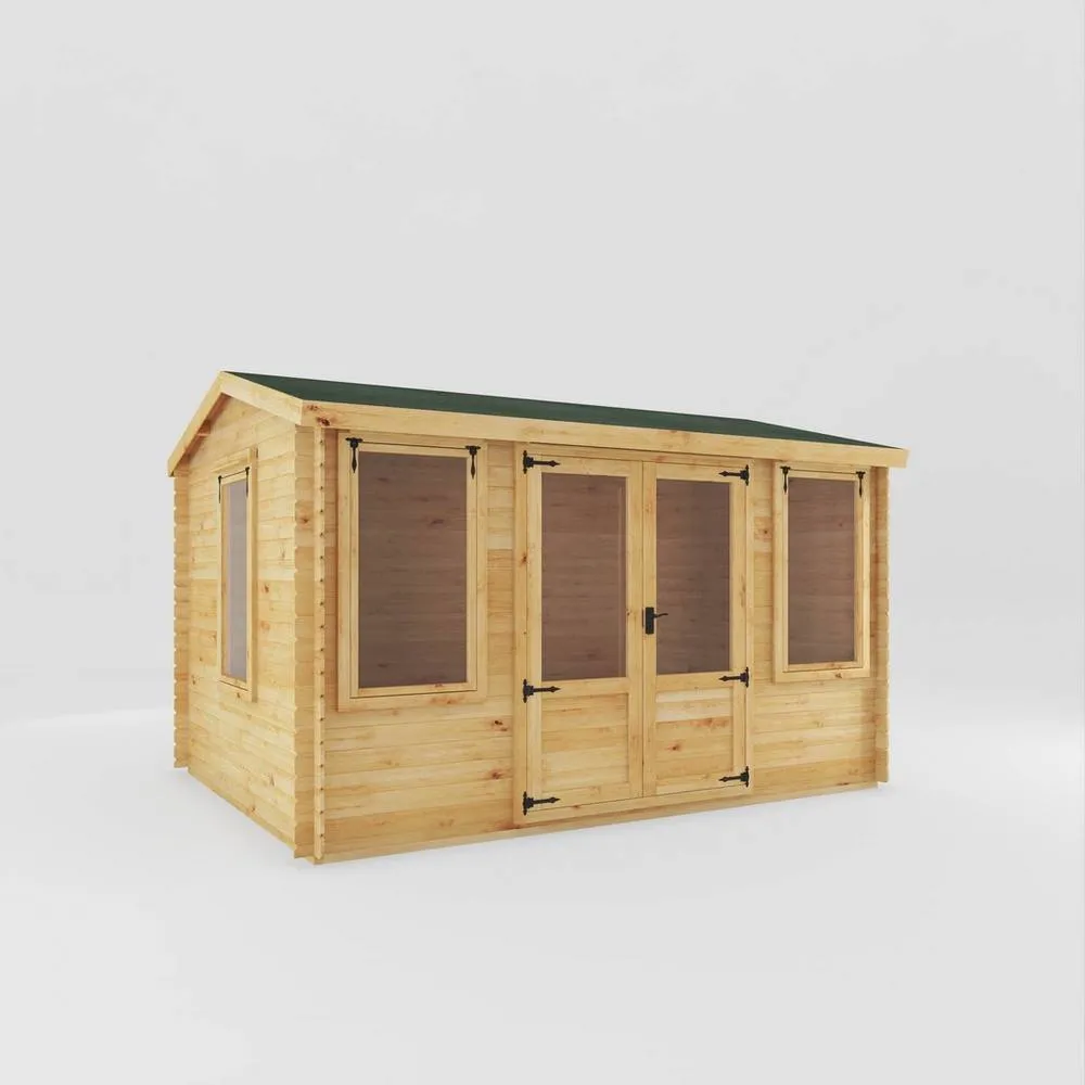 Mercia 4 x 3 m Reverse Apex Log Cabin - 19 mm - L313.3 x W402.8 x H259.5 cm in Brown