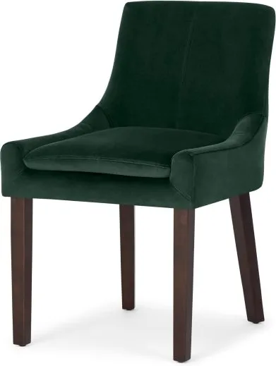 Percy Scoop Back Chair, Pine Green Velvet and Dark Stain