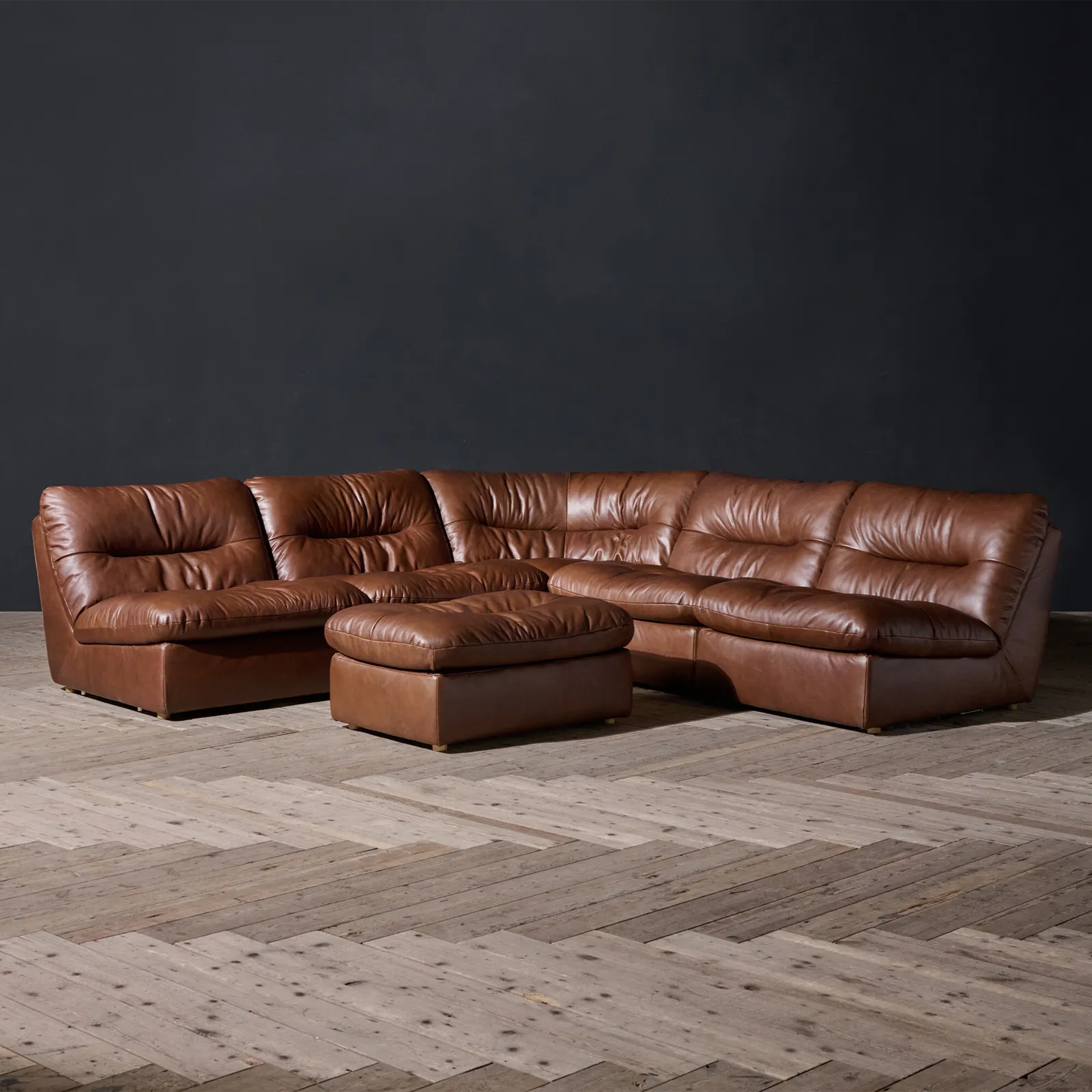 Timothy Oulton Lush Sectional 1 Seater Modular Sofa, Brown Leather | Barker & Stonehouse 2
