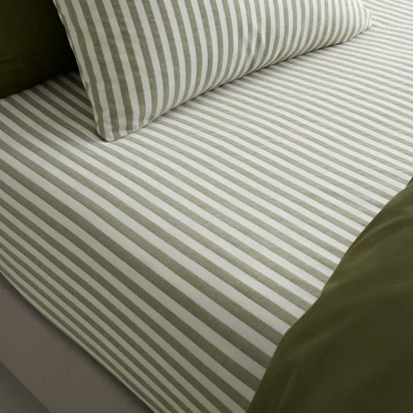 Portloe Woven Stripe 100% Cotton Fitted Sheet