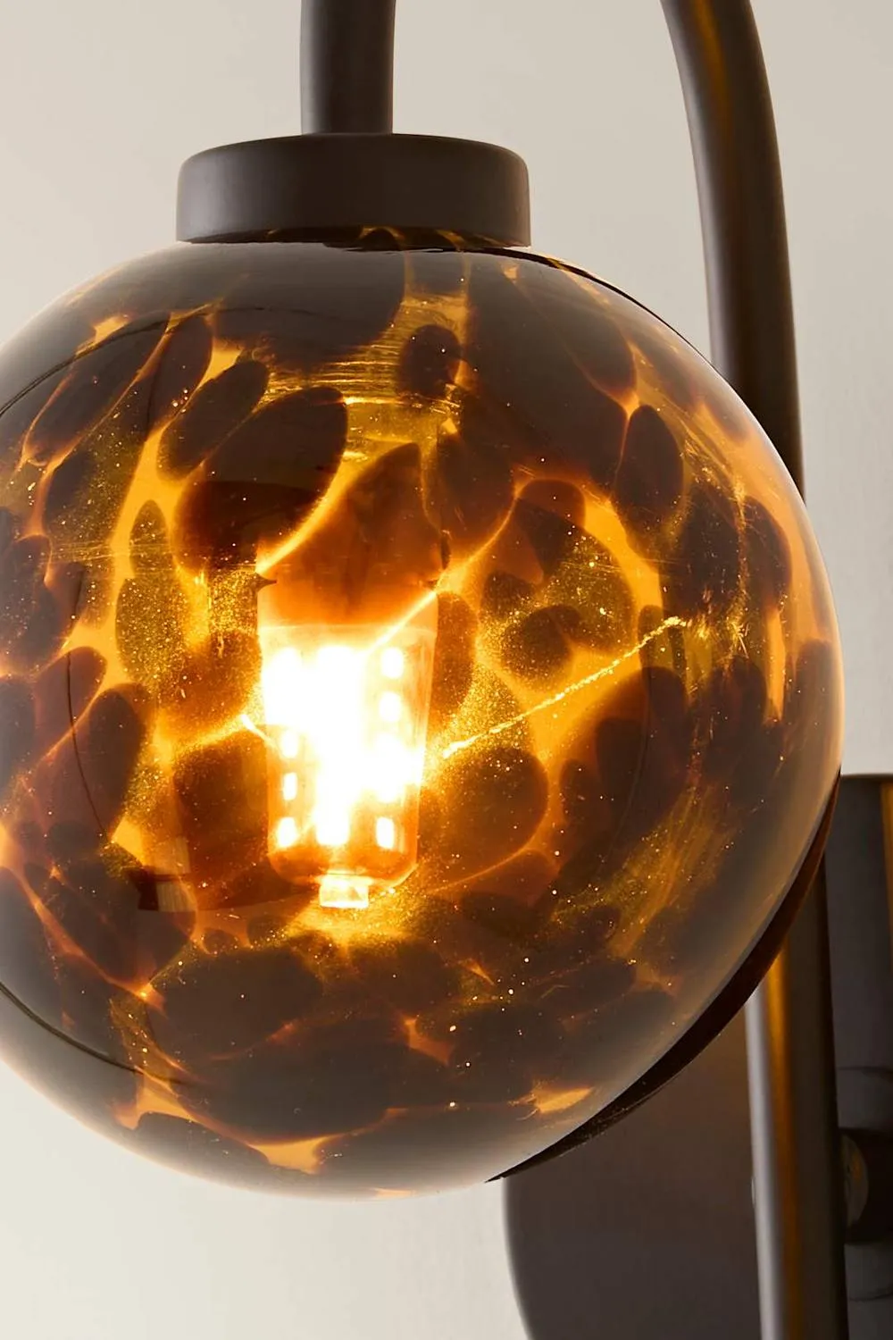 ValueLights Chiara Leopard Print Hand Blown Glass Globe Shade Wall Light in Black 4