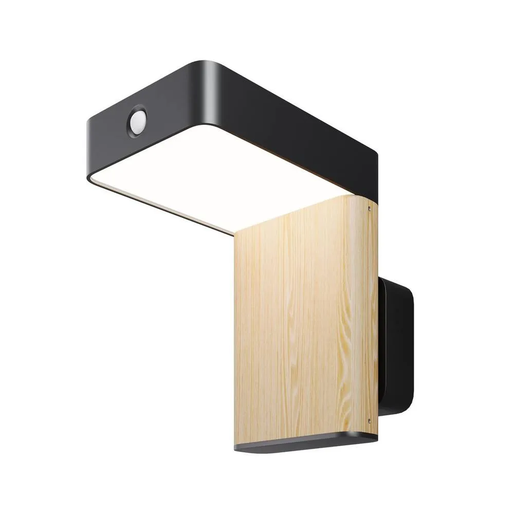 Netlighting Nordis Outdoor Modern PIR Wall Lamp Black Solar LED Dimmable IP65