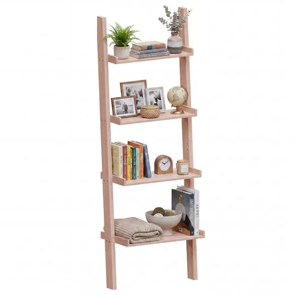 Return - York 4 Tier Ladder Bookcase, Light Wood 6