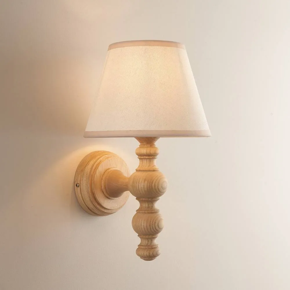 Netlighting Bibury Ash Wall Light Fabric Ivy Shade 20cm B22 in White 2