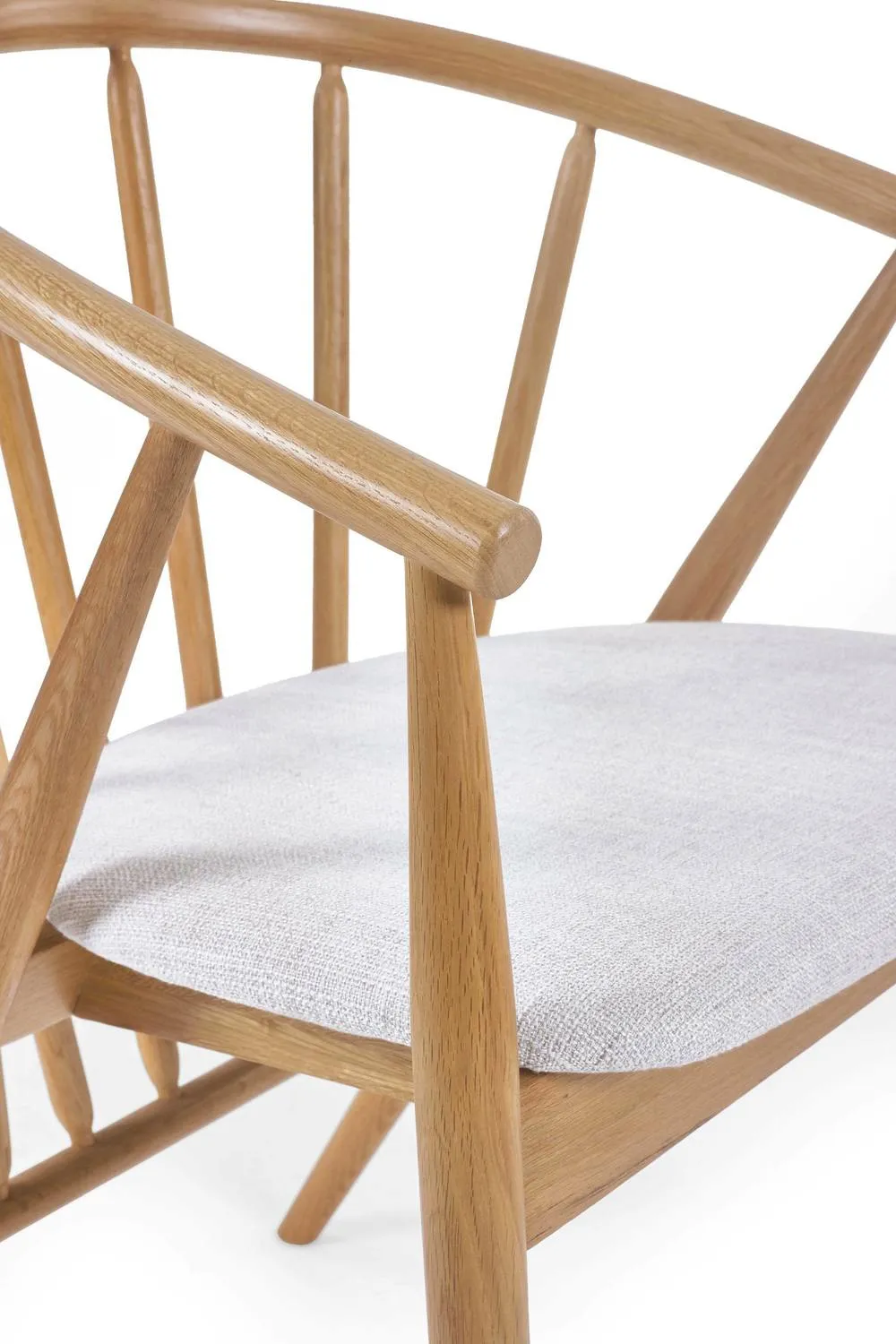 Julian Bowen Rory Curved Spindle Back Upholstered Dining Chair in Light Oak 6