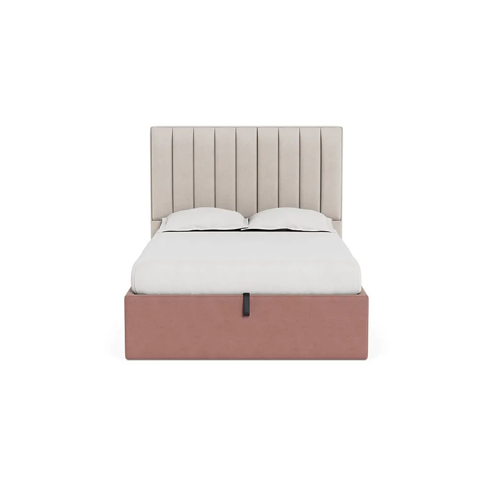 Heal's Lift Storage Divan Double Smart Luxe Velvet Dusky Pink Black Feet 1