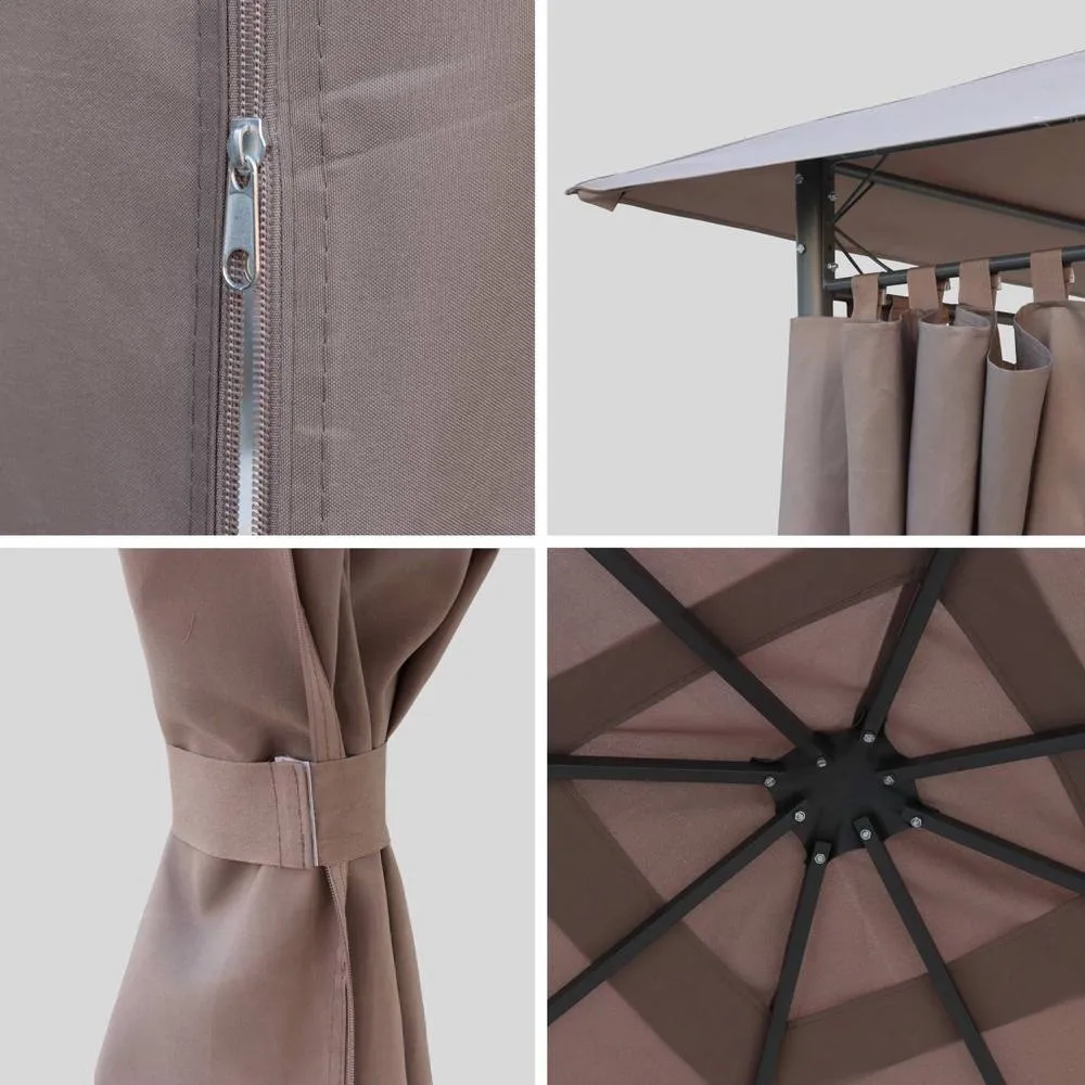 sweeek 3x3m canopy roof & side curtain kit for Elusa in Taupe 2