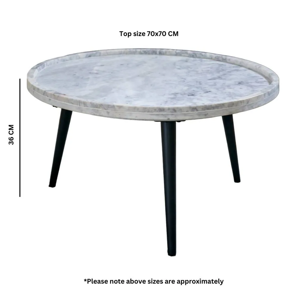 IH Design Ana Real Marble Coffee Table With Metal Legs For Living Room in White 6