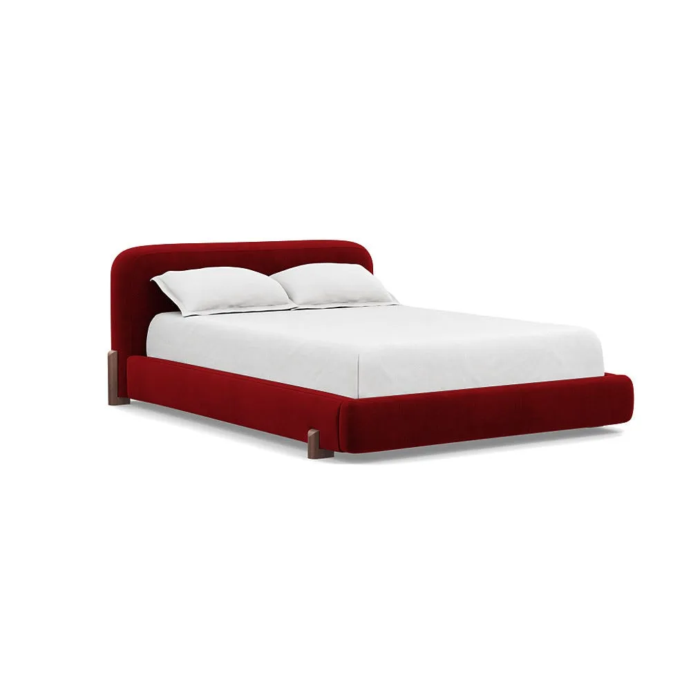 Heal's Nuvola King Bed Smart Luxe Velvet Mulberry Walnut Stained Oak Feet 1