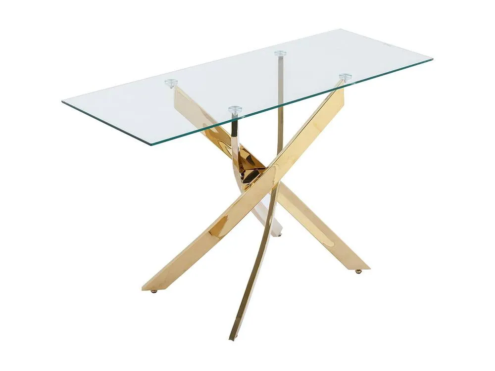 Vente-unique Tempered Glass & Gold Metal Console Table - Transparent - COSIMA in Clear 5