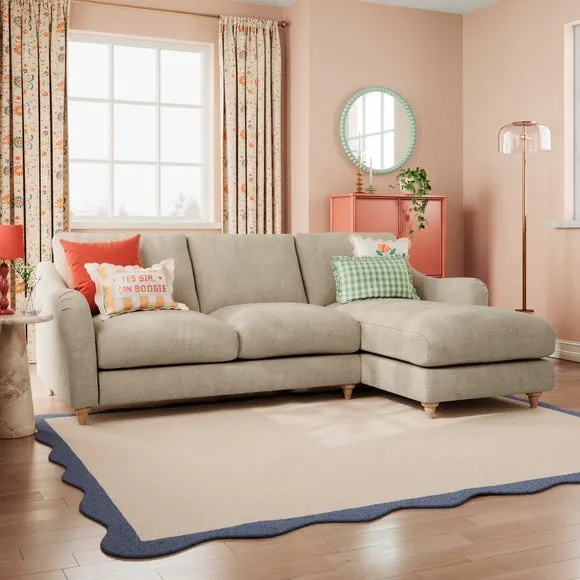 Hattie Tonal Plush Chenille Corner Chaise Sofa 1