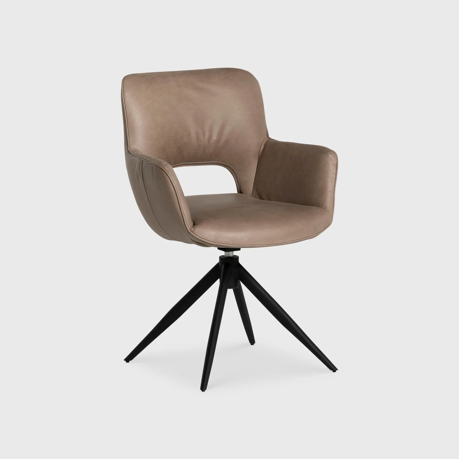 Kiri Dining Chair With Arms - Matching Stitch, Grey Leather | Barker & Stonehouse 2