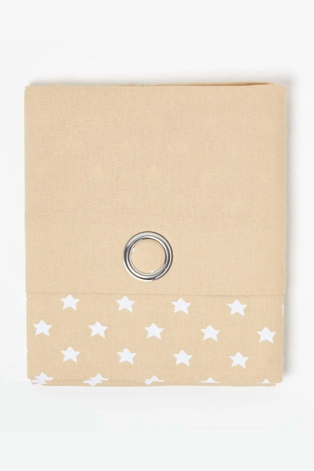 Homescapes Cotton Stars Beige Ready Made Eyelet Curtain Pair in Natural 3