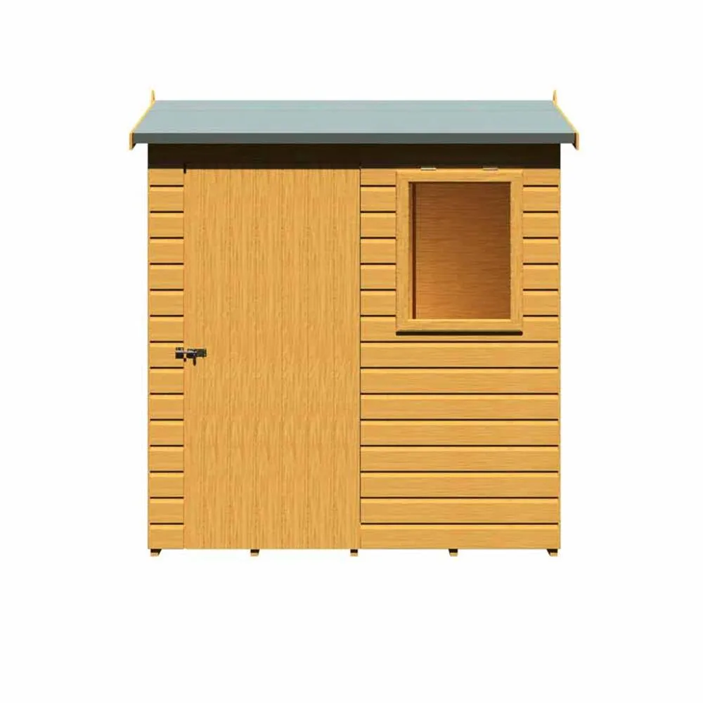 Shires Lewis 6 x 4 Feet Single Door Reverse Apex Style D Shed in Brown