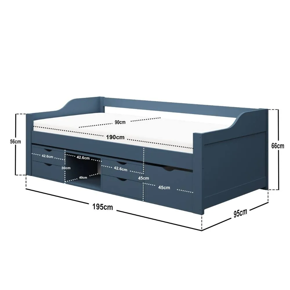 Flair Blair Low Sleeper Bed with Storage in Blue 6