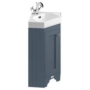 Bayswater Victrion Stiffkey Blue Corner Traditional Freestanding Vanity Unit & White Recessed Basin - 595mm