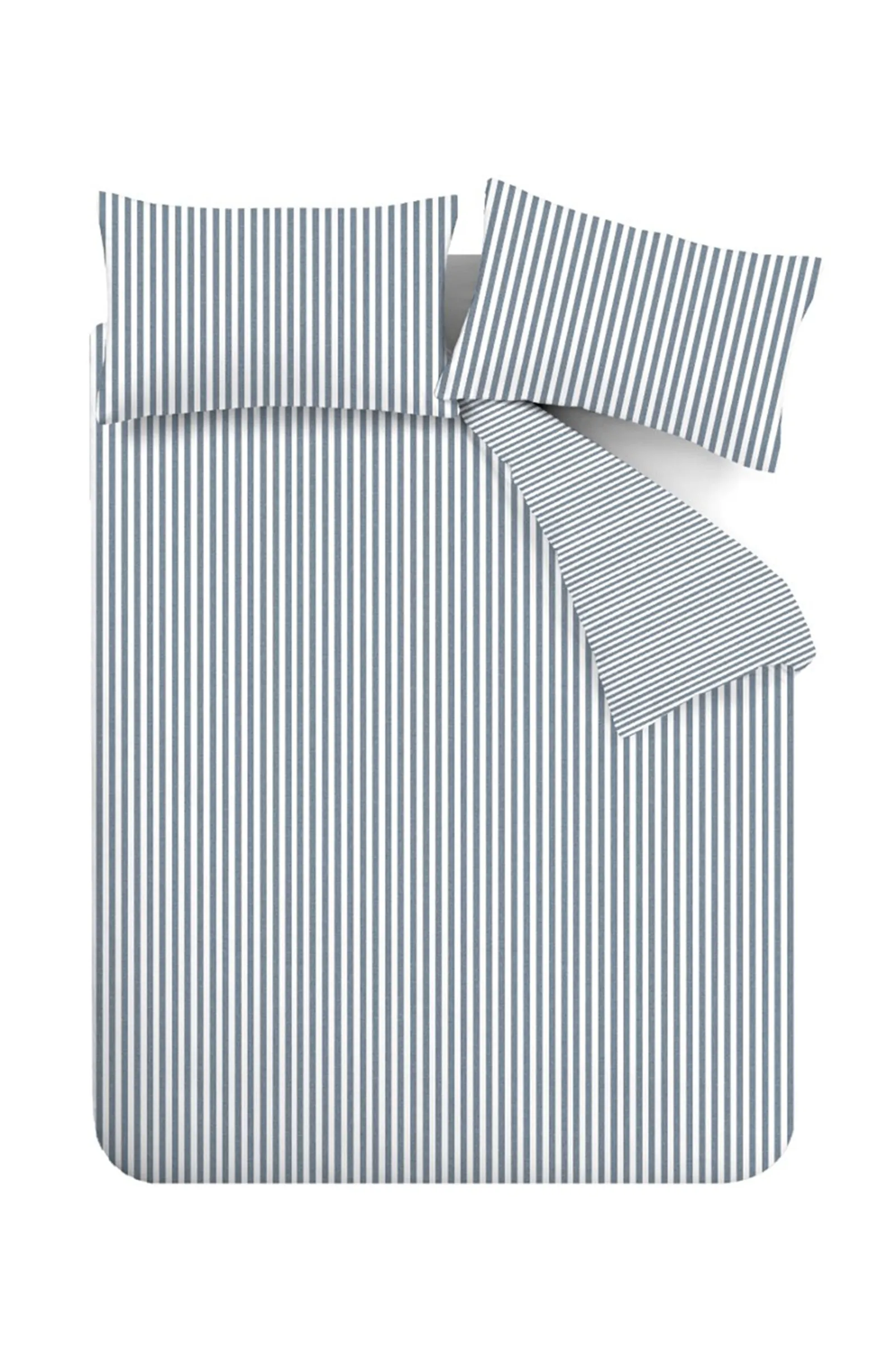 Catherine Lansfield Brushed Stripe 100% Cotton Duvet Cover Set in Blue 5