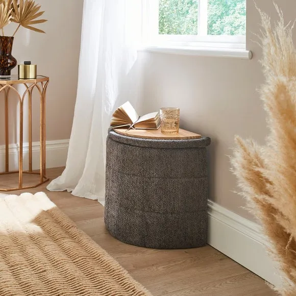 Chenille Half Moon Ottoman 2