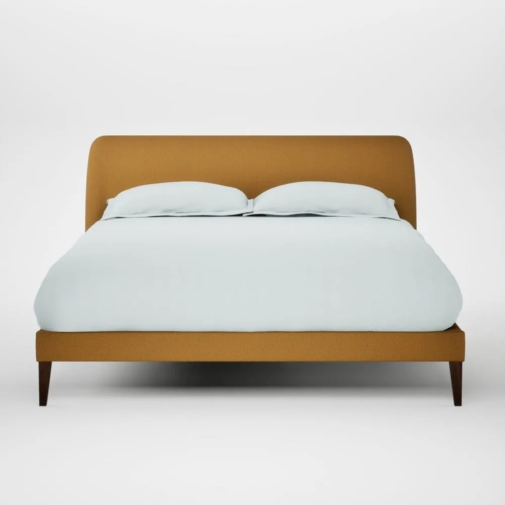 Heal's Wallis Bed King Smart Cotton Linen Sahara Walnut Stained Feet