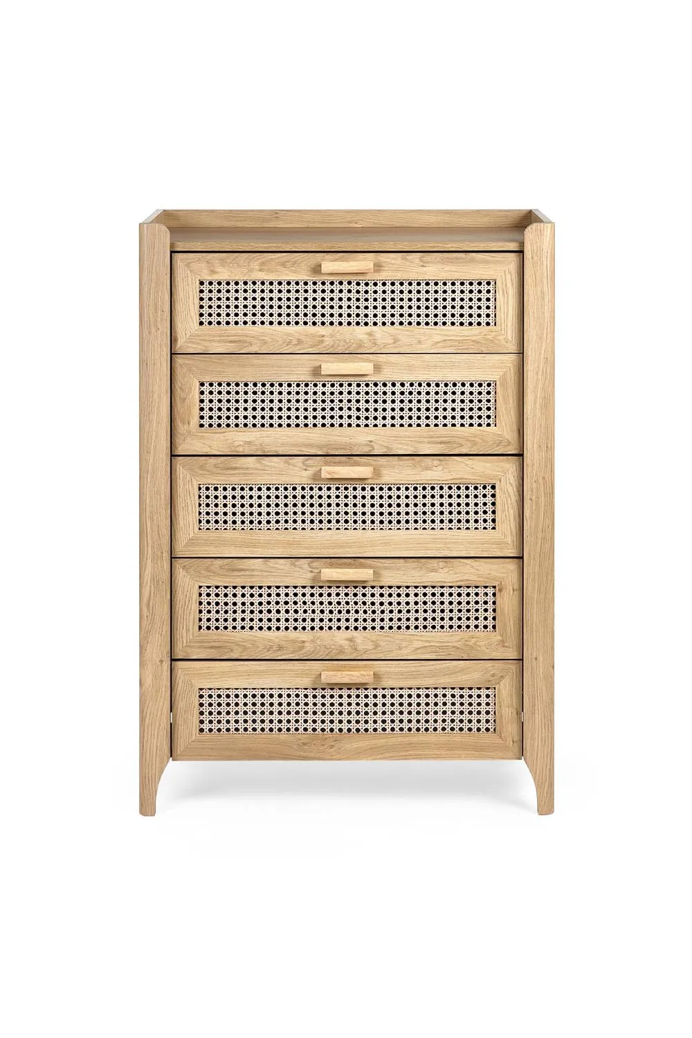 Julian Bowen Sydney Rattan Print 5 Drawer Chest in Light Oak 5