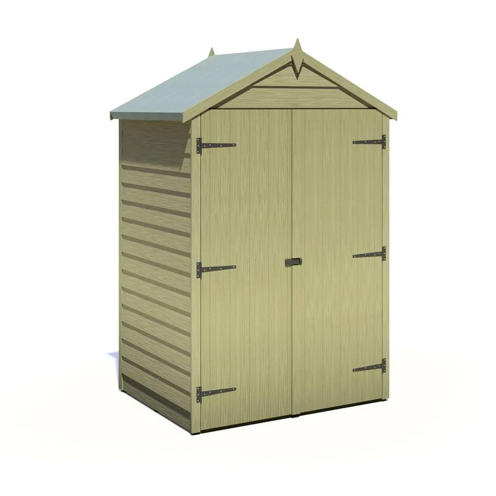Shires Overlap 4 x 3 Feet Pressure Treated Apex Shed Double Door in Light Green 2