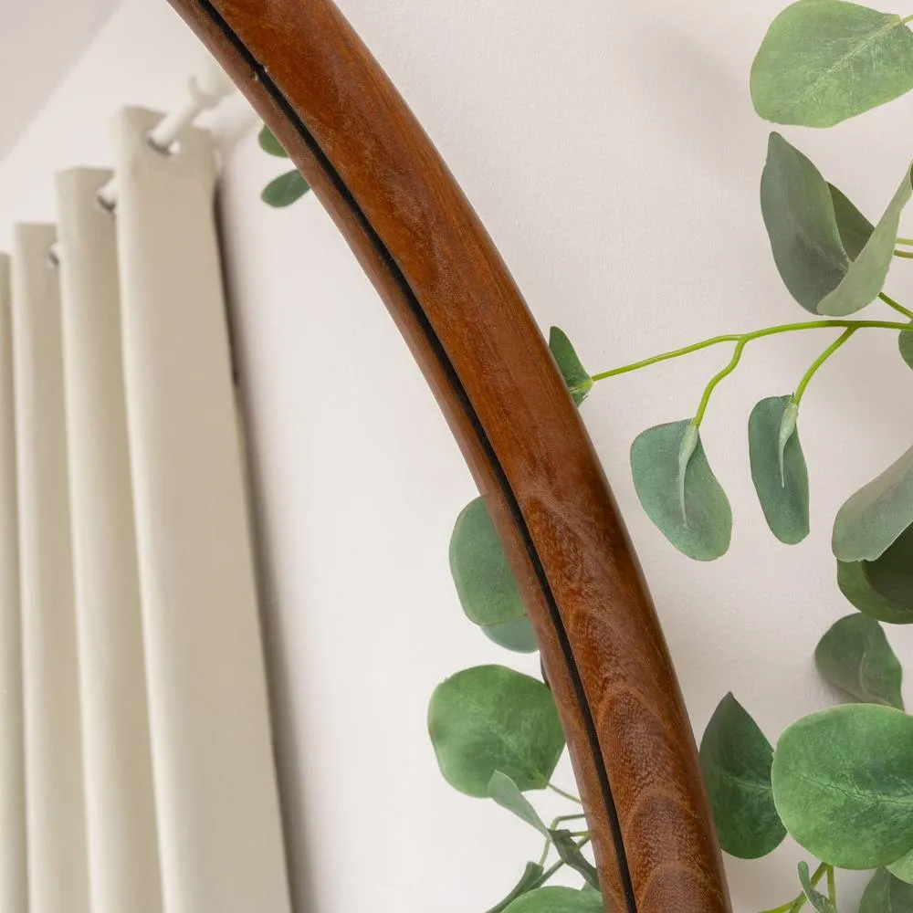 Melody Maison Large Walnut Wooden Framed Arched Leaner Mirror - 90cm X 158cm - Ashwell Range in Brown 2
