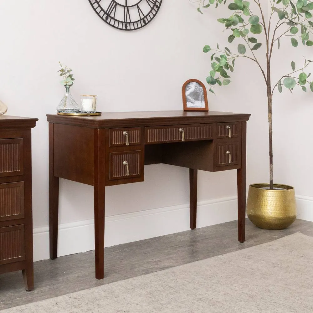 Melody Maison Dark Wood Reeded Dressing Table - Georgian Range in Dark Brown