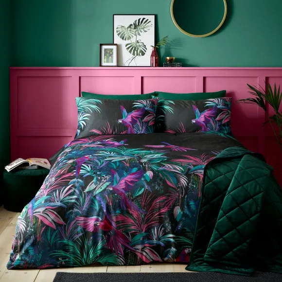 Tropical Bird Digi Velour Duvet Cover & Pillowcase Set 5
