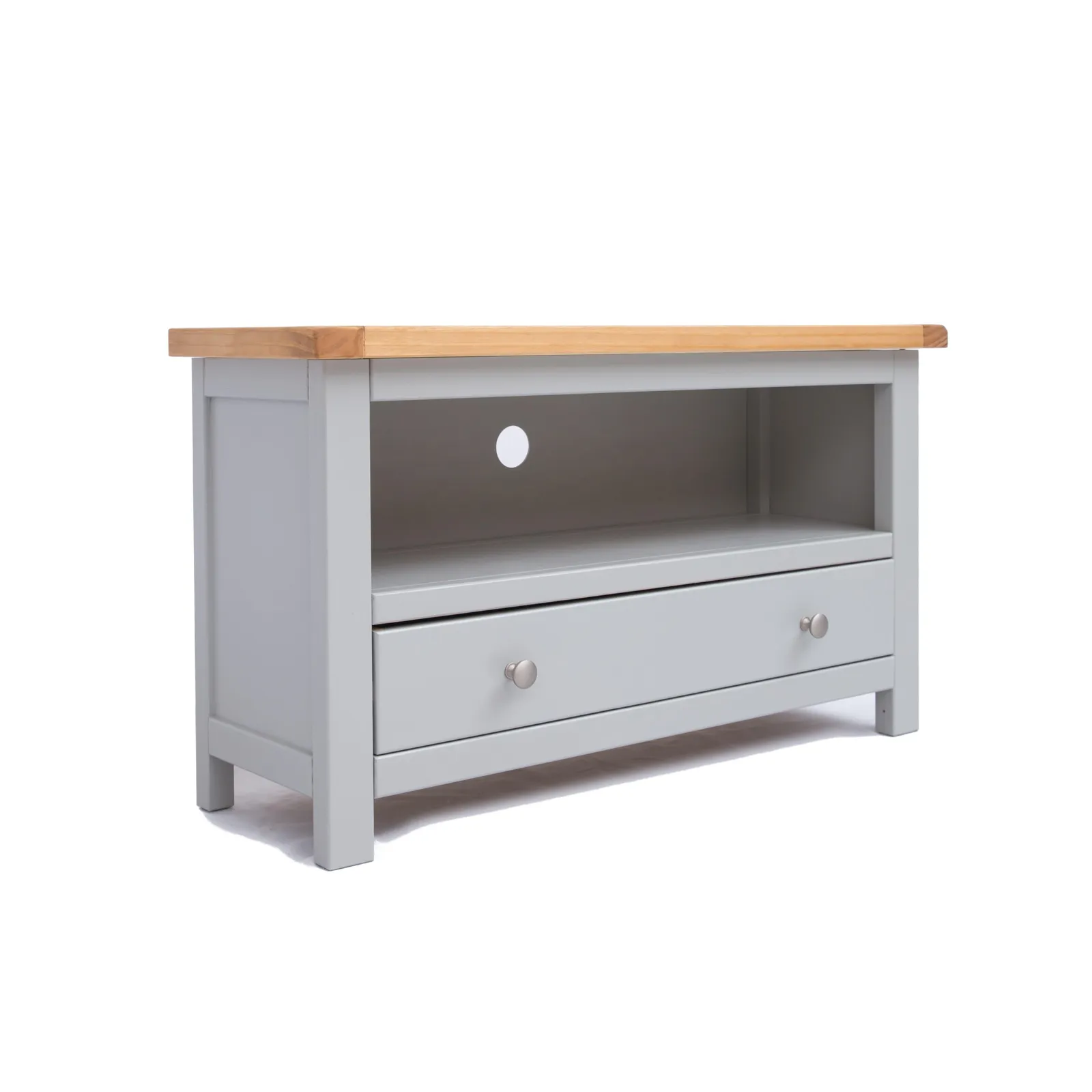 Cabinet Bits Argenta Light Grey 1 Drawer TV Cabinet Chrome Knob 2