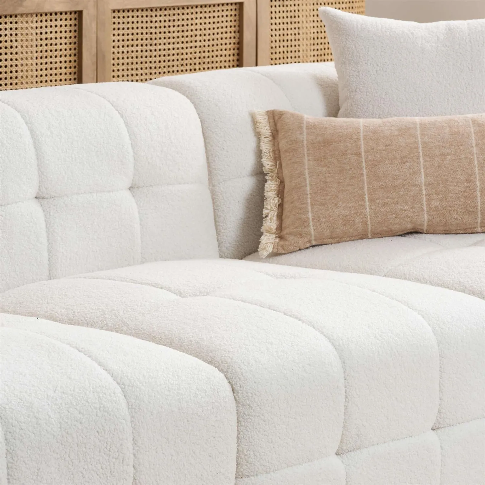 Birlea 3 Seater Sofa Settee White Boucle Teddy Fabric Cloud 3