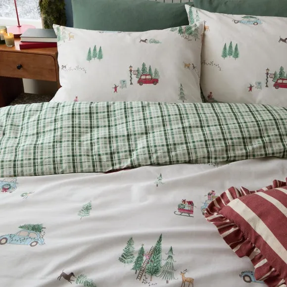 Wylder Christmas Tree Lane 100% Cotton Duvet Cover & Pillowcase Set 3