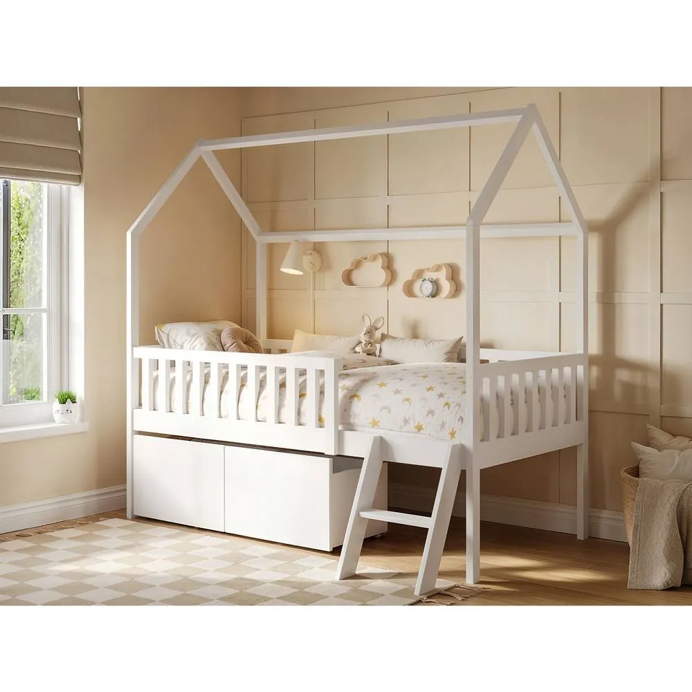 Flair Explorer Single Mid Sleeper Bed with Toy Box in White 2