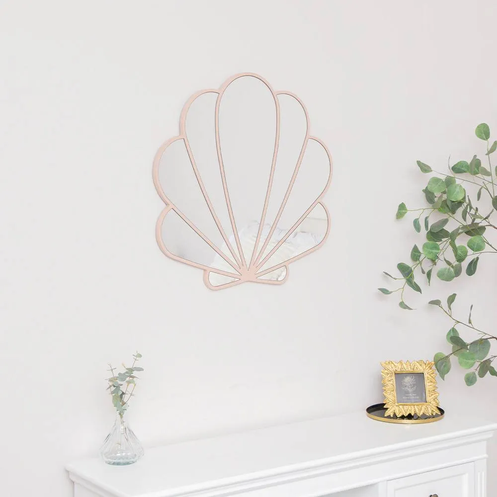 Melody Maison Large Pink Shell Shaped Wall Mounted Mirror - 60cm X 60cm 6